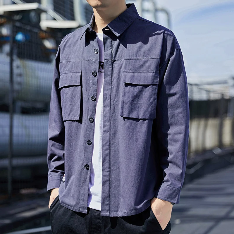 Herren Overshirt im Utility-Canvas-Look mit Brustpattentaschen und geradem Schnitt Drune