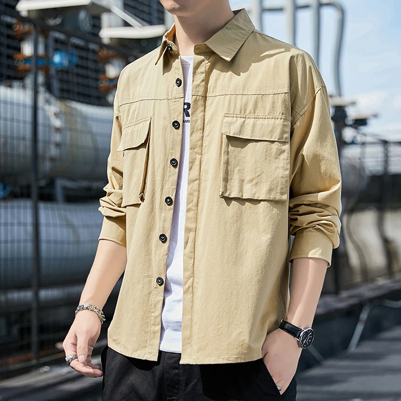 Herren Overshirt im Utility-Canvas-Look mit Brustpattentaschen und geradem Schnitt Drune