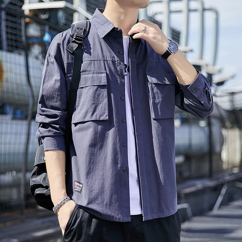Herren Overshirt im Utility-Canvas-Look mit Brustpattentaschen und geradem Schnitt Drune