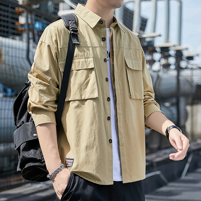 Herren Overshirt im Utility-Canvas-Look mit Brustpattentaschen und geradem Schnitt Drune