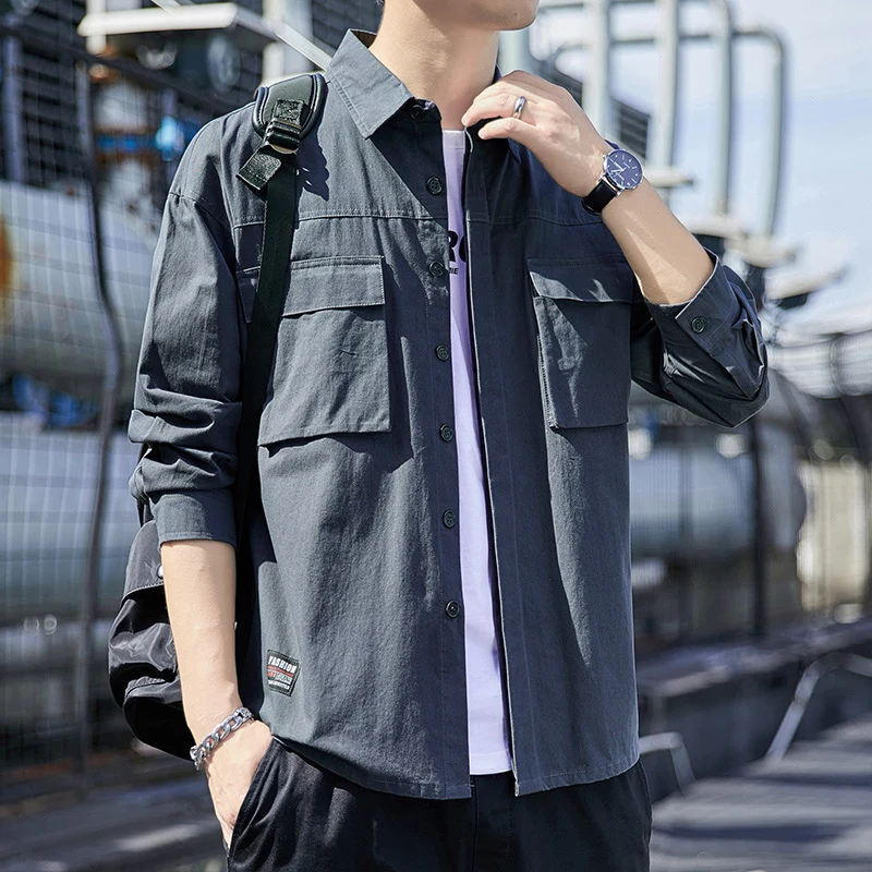 Herren Overshirt-Fieldjacke mit Utility-Brustklappen und lockerem Schnitt Drune