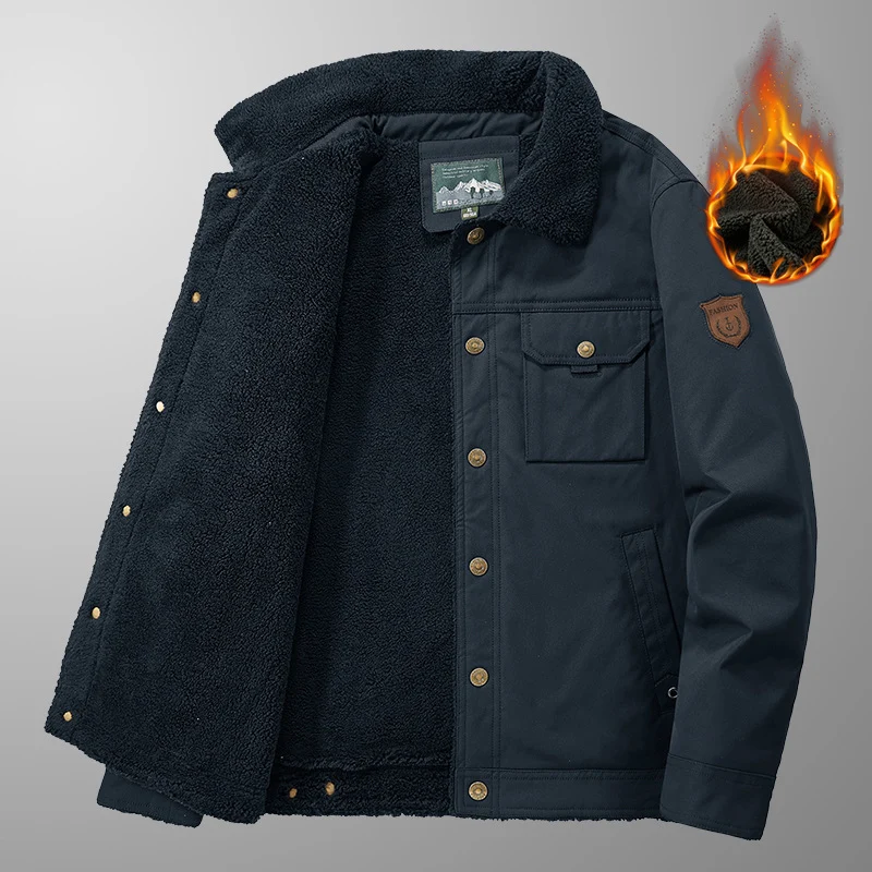 Herren Outdoor-Workjacke aus Canvas mit wärmender Teddyfleece-Innenlage und Vintage-Utility-Details Drune
