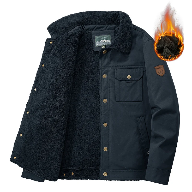 Herren Outdoor-Workjacke aus Canvas mit wärmender Teddyfleece-Innenlage und Vintage-Utility-Details Drune