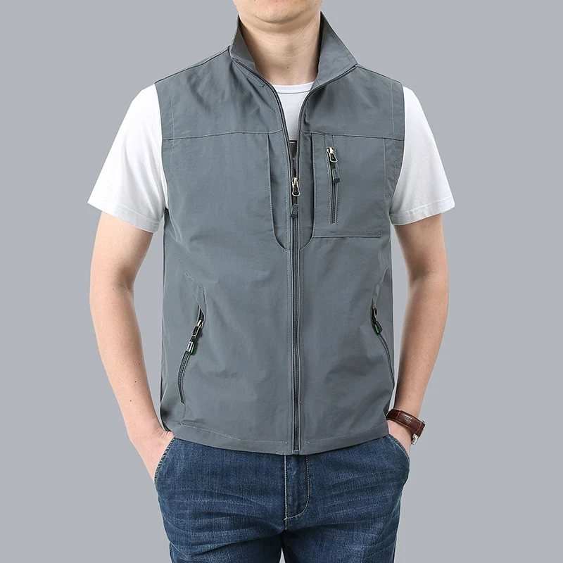 Herren Outdoor-Utility-Weste mit Mesh-Futter und Reißverschluss-Taschen Drune