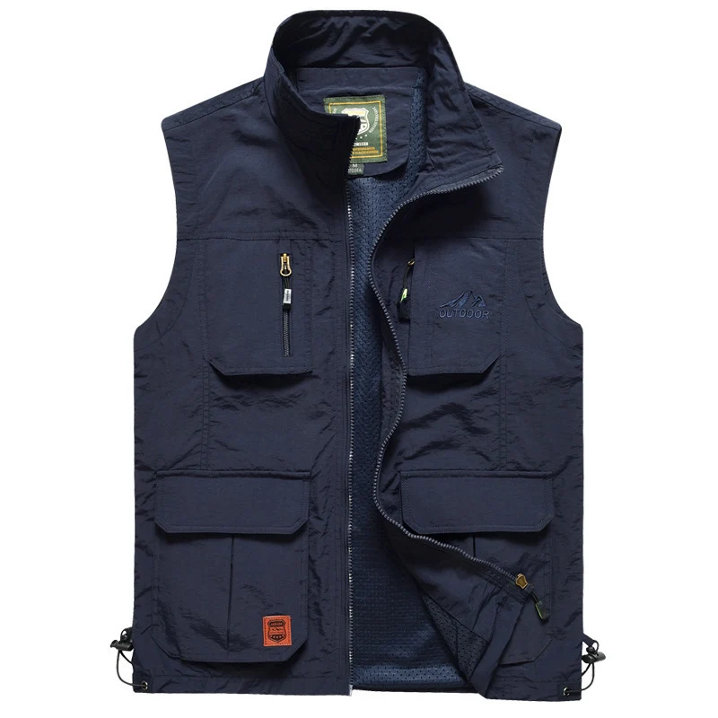 Herren Outdoor-Utility-Weste mit Mehrfach-Taschen, Reißverschluss und Mesh-Futter Drune