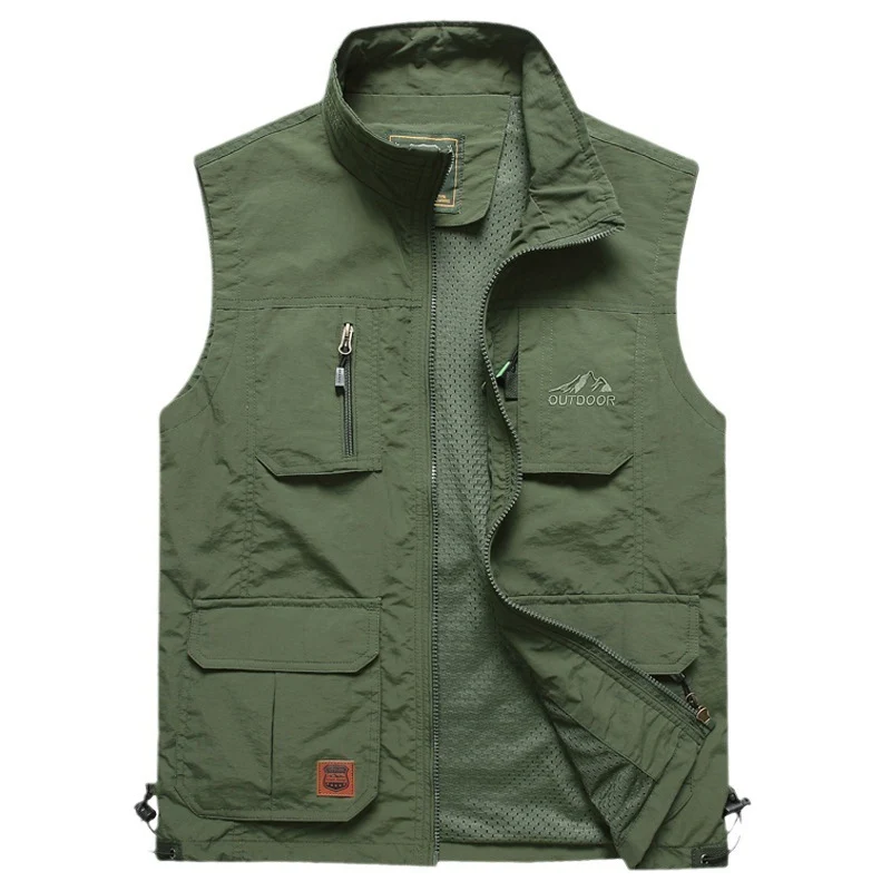 Herren Outdoor-Utility-Weste mit Mehrfach-Taschen, Reißverschluss und Mesh-Futter Drune