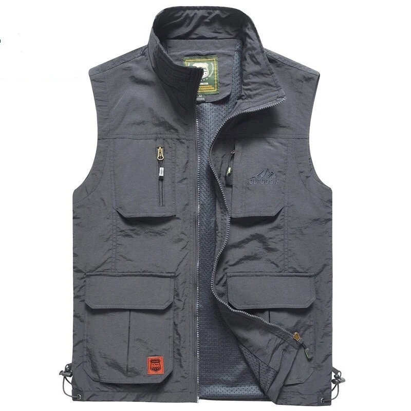 Herren Outdoor-Utility-Weste mit Mehrfach-Taschen, Reißverschluss und Mesh-Futter Drune