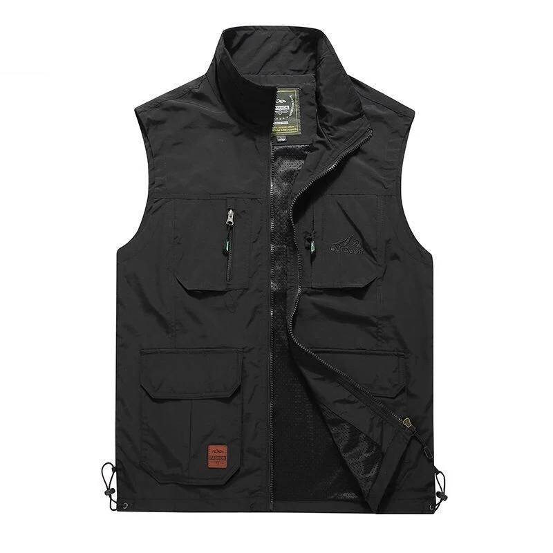 Herren Outdoor-Utility-Weste mit Mehrfach-Taschen, Reißverschluss und Mesh-Futter Drune