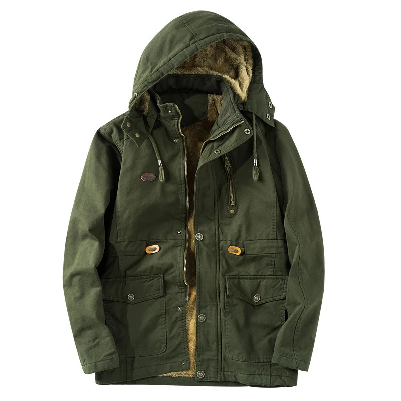 Herren Outdoor-Parka im Field-Style mit Teddyfutter und Utility-Taschen Drune