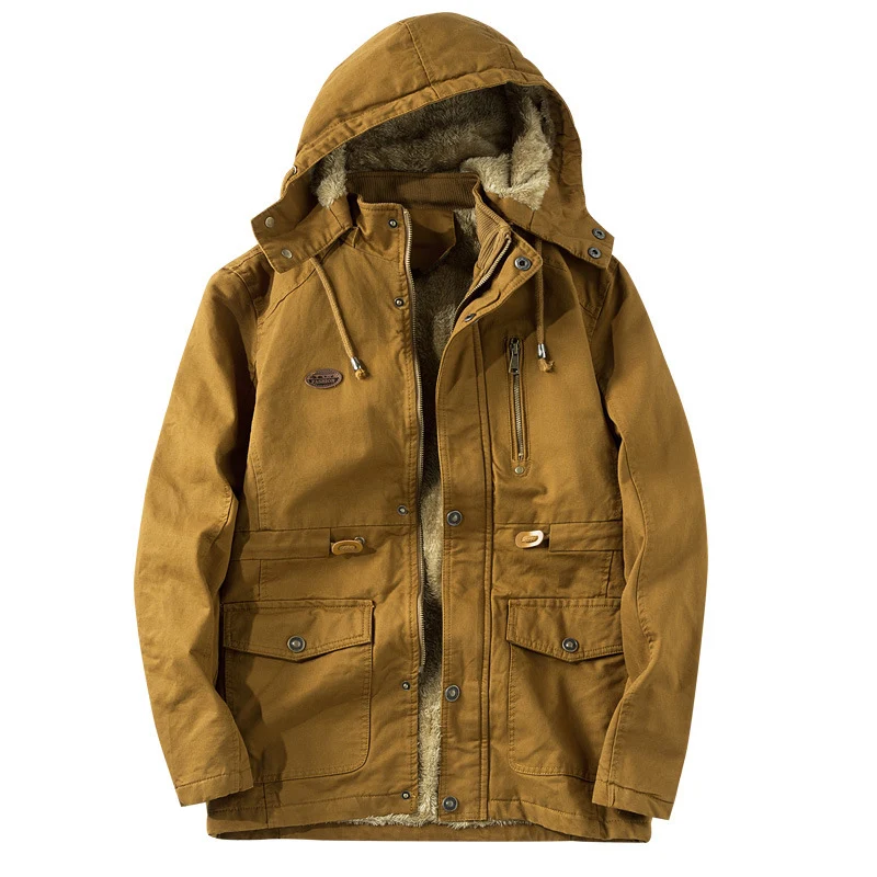 Herren Outdoor-Parka im Field-Style mit Teddyfutter und Utility-Taschen Drune