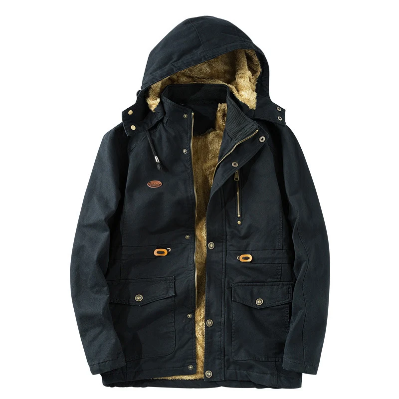 Herren Outdoor-Parka im Field-Style mit Teddyfutter und Utility-Taschen Drune