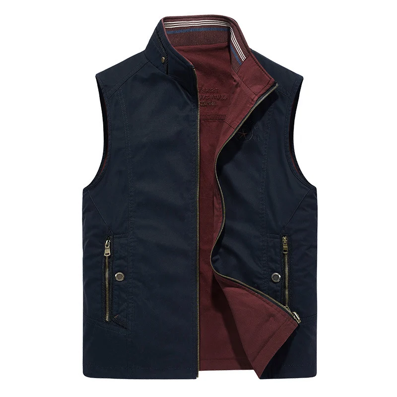 Herren Outdoor-Canvasweste mit verstärkten Taschen, Stehkragen und weichem Baumwollfutter Drune