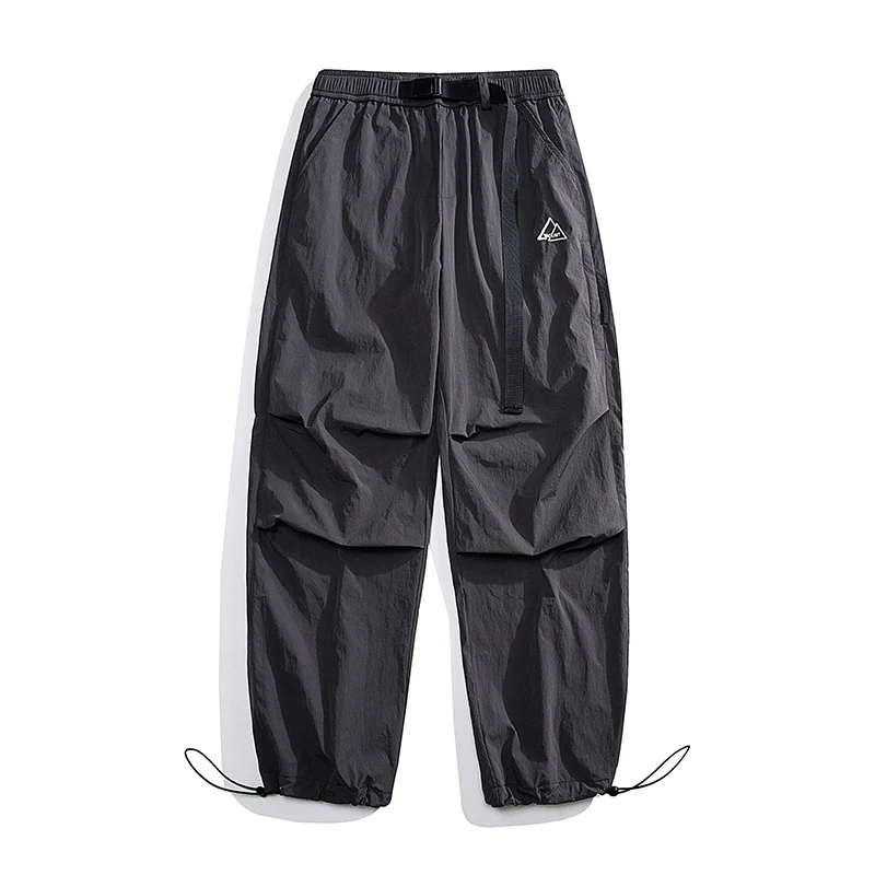 Herren Nylon Utility Cargohose mit elastischem Bund, verstellbarem Gürtel und Pattentaschen Drune