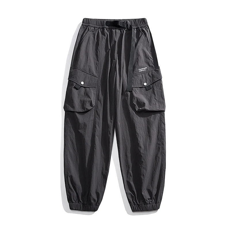 Herren Nylon Utility Cargohose mit elastischem Bund, verstellbarem Gürtel und Pattentaschen Drune