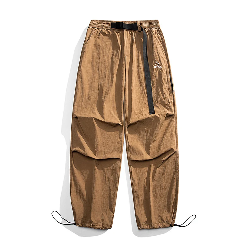 Herren Nylon Utility Cargohose mit elastischem Bund, verstellbarem Gürtel und Pattentaschen Drune