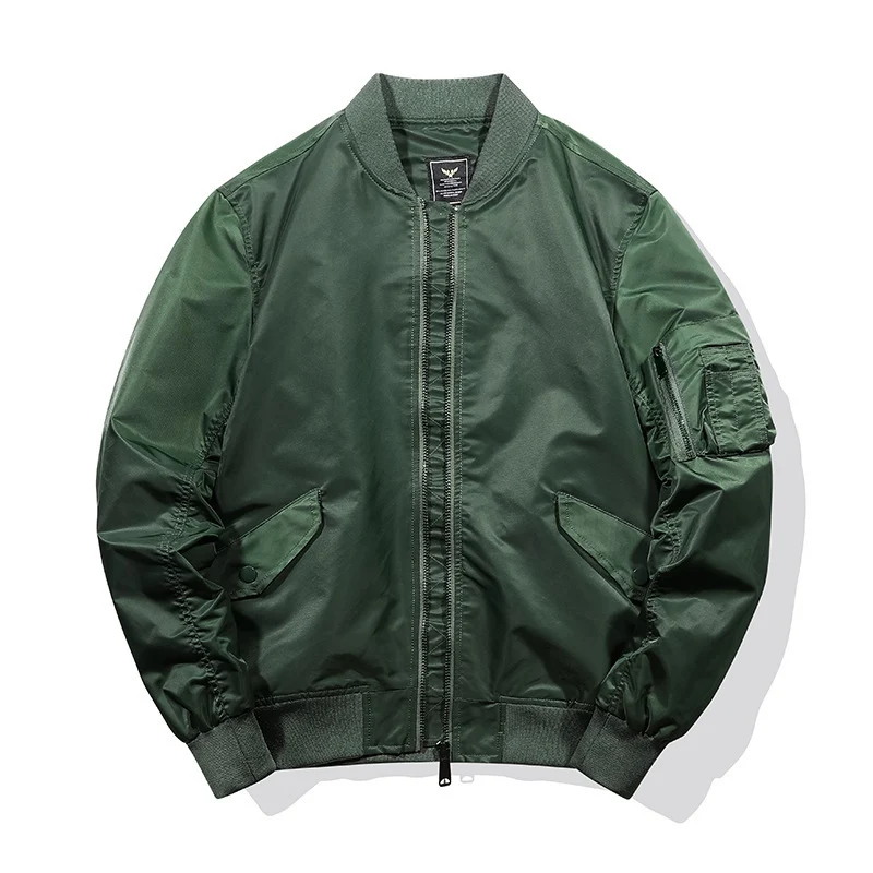 Herren Nylon-Bomberjacke im Aviator-Stil mit Ärmeltasche und gerippten Bündchen Drune