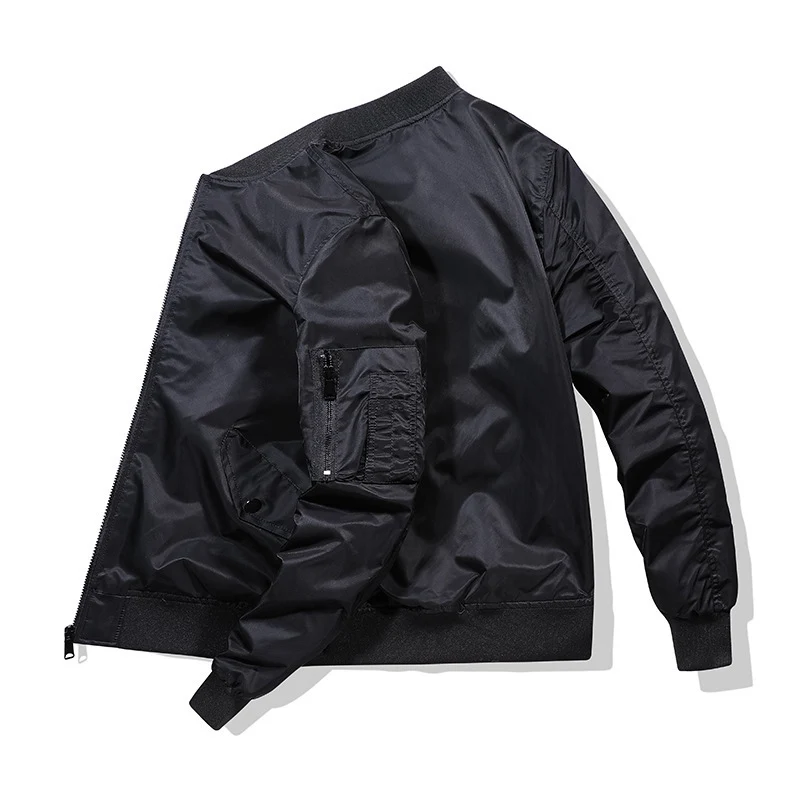 Herren Nylon-Bomberjacke im Aviator-Stil mit Ärmeltasche und gerippten Bündchen Drune