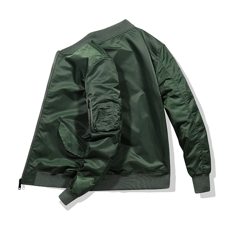 Herren Nylon-Bomberjacke im Aviator-Stil mit Ärmeltasche und gerippten Bündchen Drune
