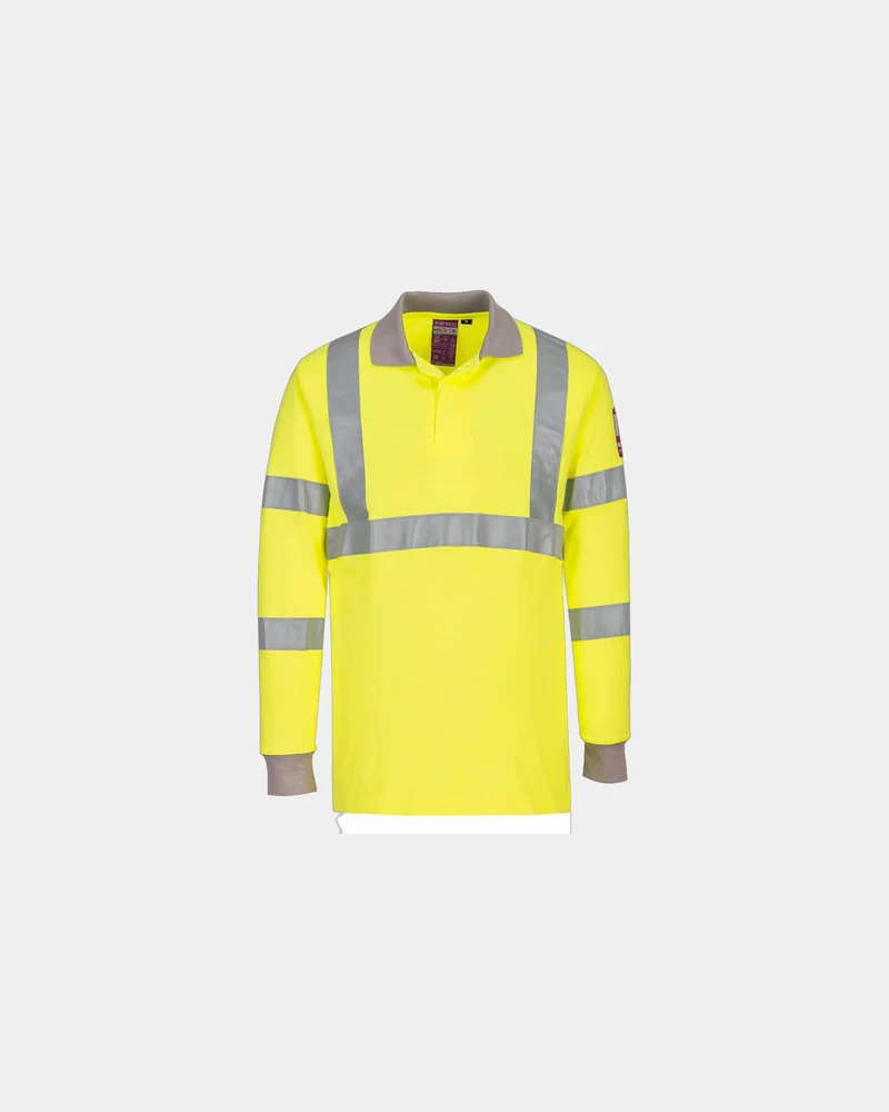 Langarm-Poloshirt Modacryl reflektierend zum Personalisieren