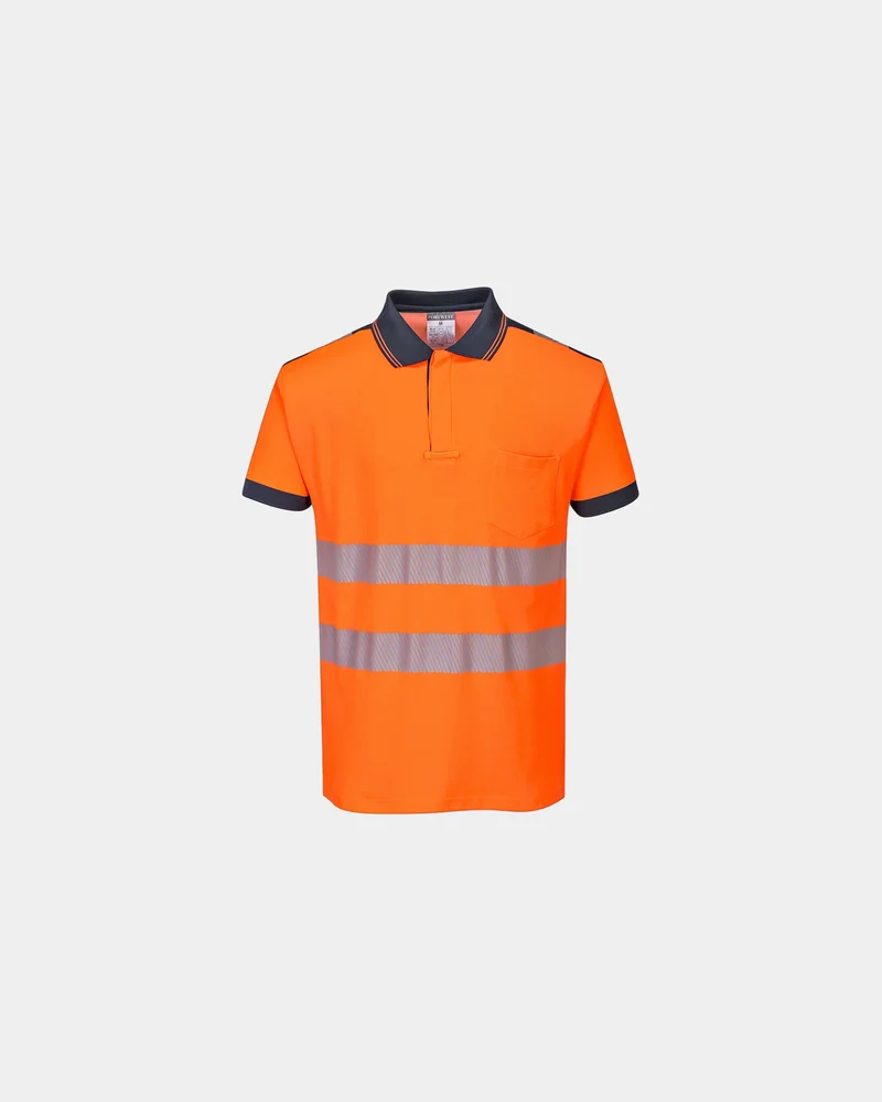 Poloshirt 55% Baumwolle 45% Polyester Portwest HV PW3 zum Personalisieren
