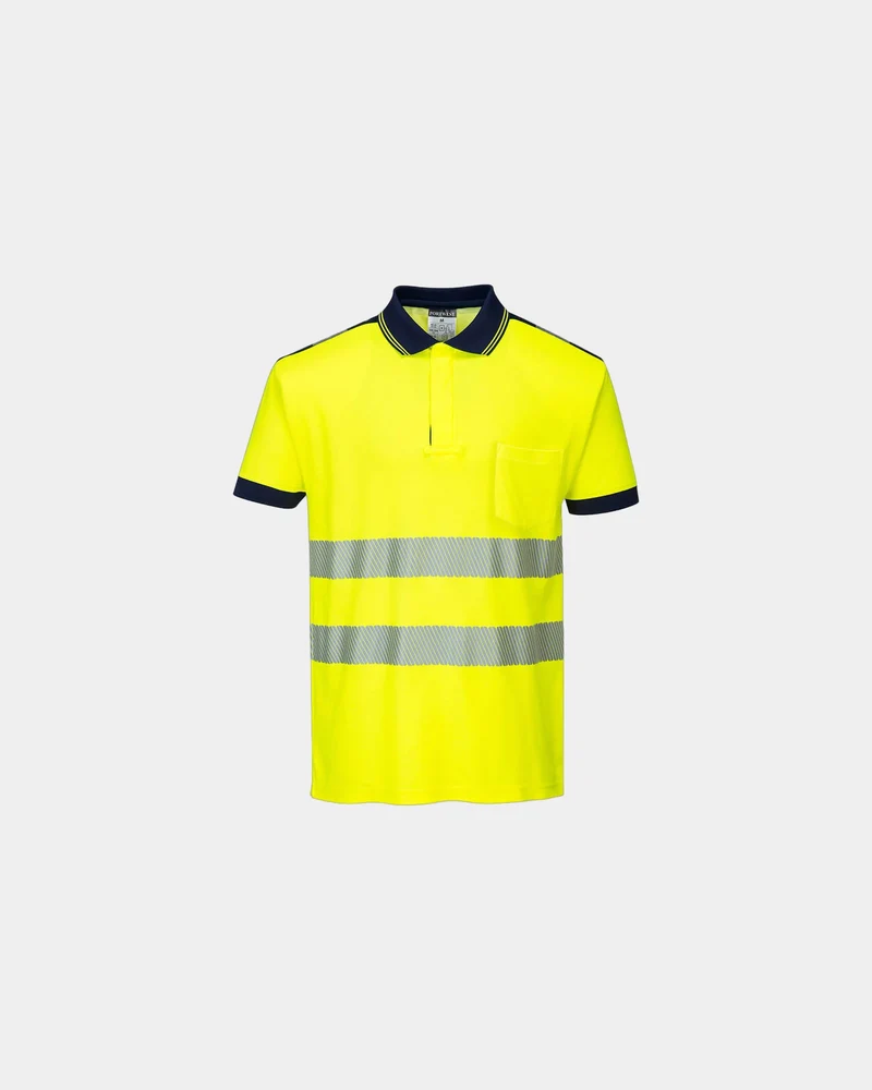 Poloshirt 55% Baumwolle 45% Polyester Portwest HV PW3 zum Personalisieren