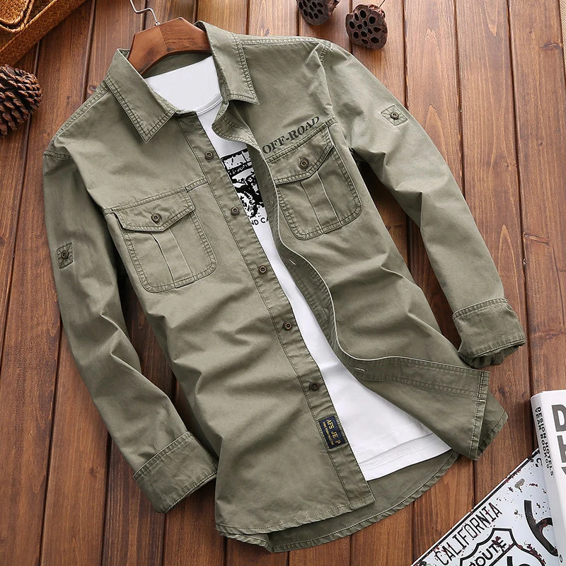 Herren Longline Canvas-Overshirt im Utility-Stil mit Brustpattentaschen Drune