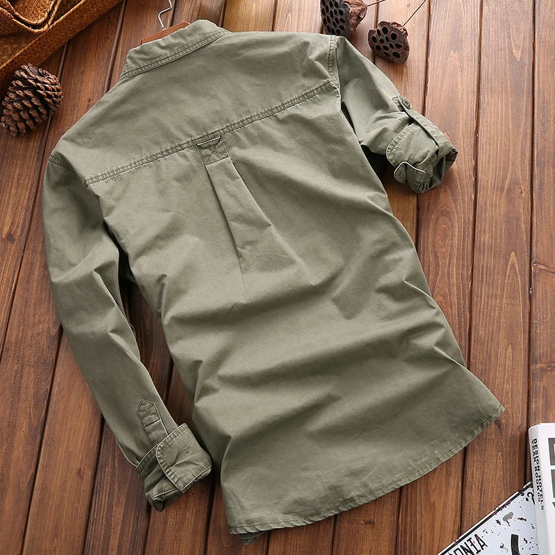 Herren Longline Canvas-Overshirt im Utility-Stil mit Brustpattentaschen Drune