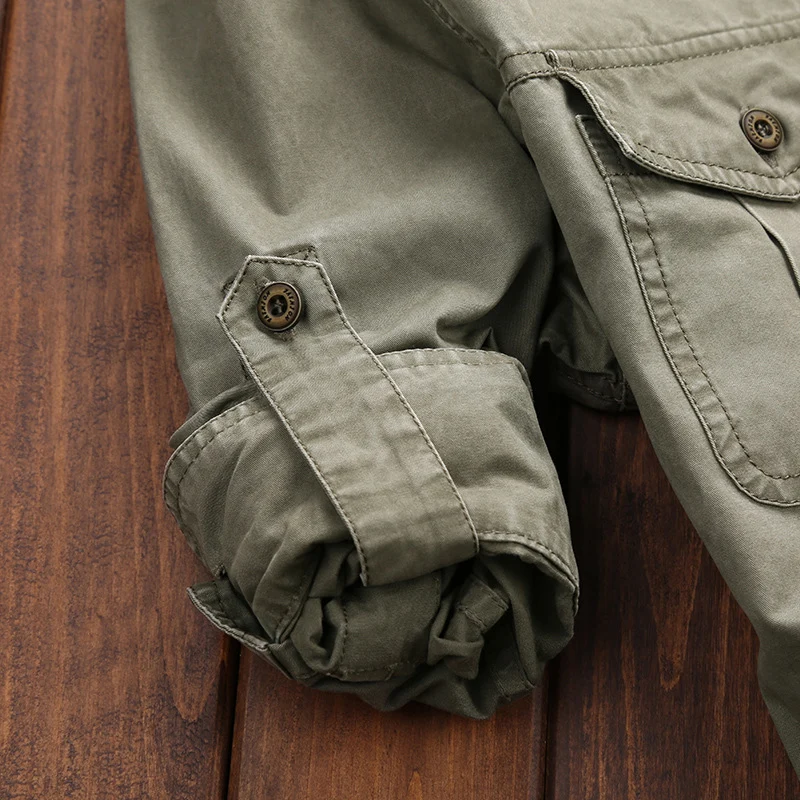 Herren Longline Canvas-Overshirt im Utility-Stil mit Brustpattentaschen Drune