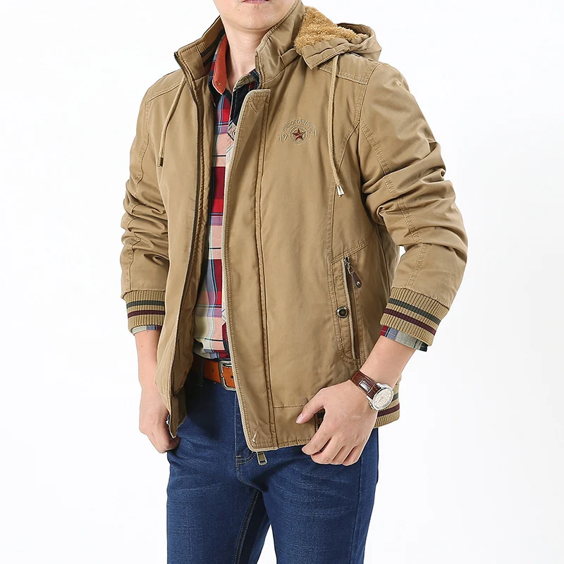 Herren Leichtgewichtige Utility-Bomberjacke mit Teddyfutter und Kapuze Drune