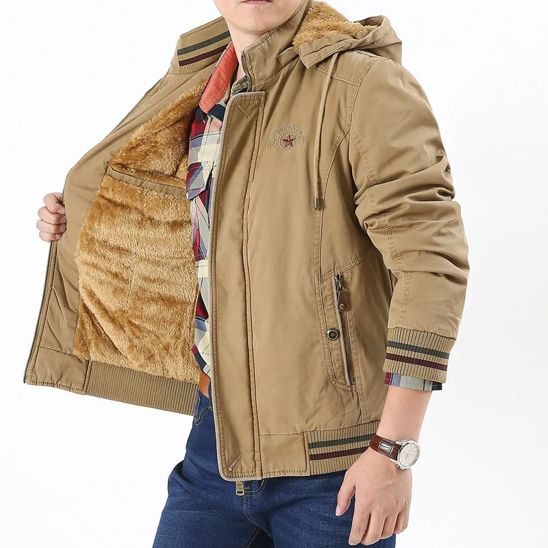 Herren Leichtgewichtige Utility-Bomberjacke mit Teddyfutter und Kapuze Drune