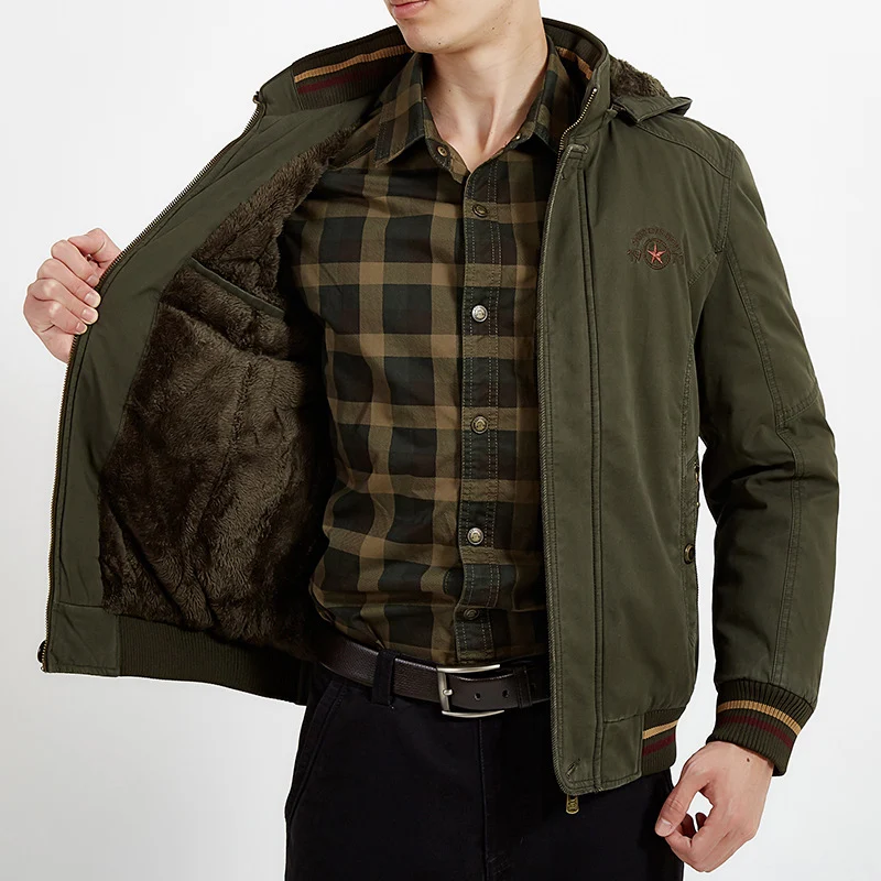 Herren Leichtgewichtige Utility-Bomberjacke mit Teddyfutter und Kapuze Drune