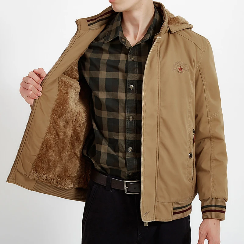 Herren Leichtgewichtige Utility-Bomberjacke mit Teddyfutter und Kapuze Drune