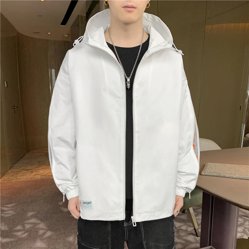 Herren Leichtgewichtige Kapuzenjacke im Oversize-Sportstyle mit Ärmel-Reißverschlüssen Drune