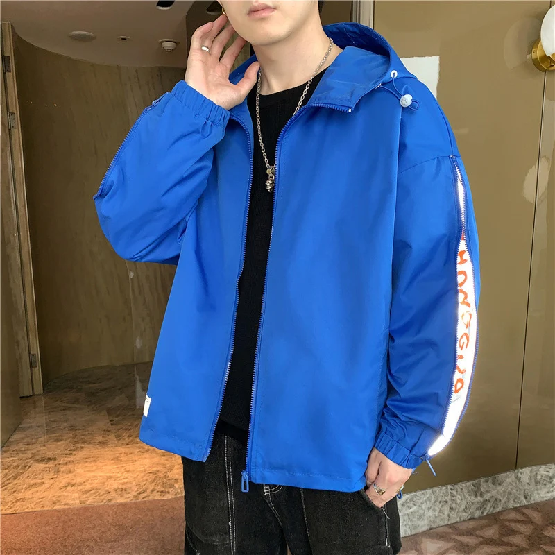 Herren Leichtgewichtige Kapuzenjacke im Oversize-Sportstyle mit Ärmel-Reißverschlüssen Drune