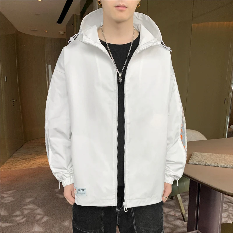 Herren Leichtgewichtige Kapuzenjacke im Oversize-Sportstyle mit Ärmel-Reißverschlüssen Drune