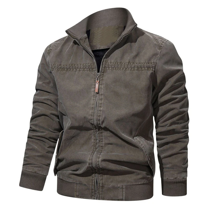 Herren leichtes Vintage-Canvas-Blouson mit Stehkragen und Rippbündchen Drune