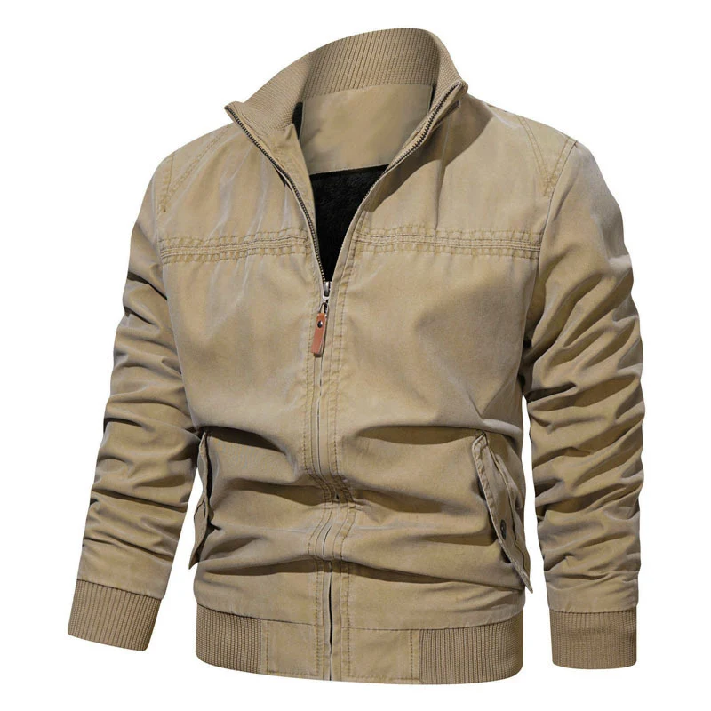Herren leichtes Vintage-Canvas-Blouson mit Stehkragen und Rippbündchen Drune