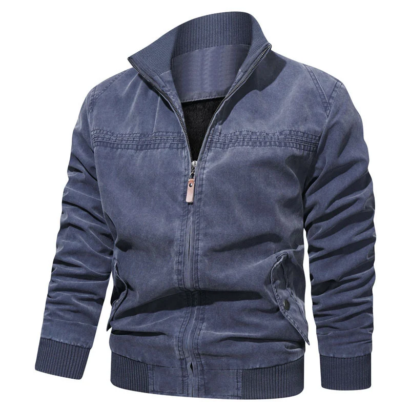 Herren leichtes Vintage-Canvas-Blouson mit Stehkragen und Rippbündchen Drune