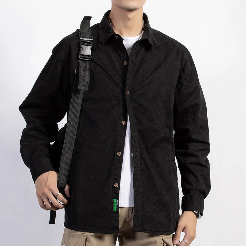 Herren leichtes Utility-Overshirt mit Knopfleiste und Hemdkragen Drune