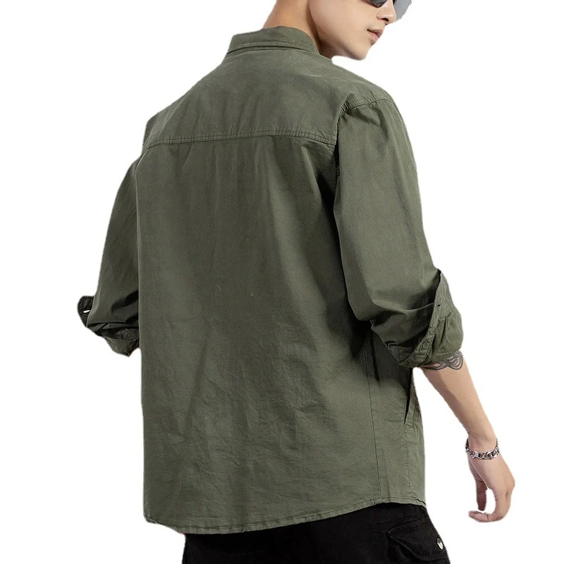 Herren leichtes Utility-Overshirt mit Knopfleiste und Hemdkragen Drune