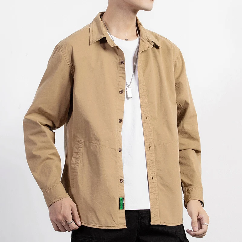 Herren leichtes Utility-Overshirt mit Knopfleiste und Hemdkragen Drune