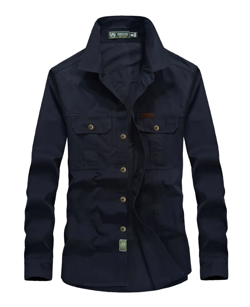 Herren leichtes Canvas-Fieldhemdjacke mit Brustpattentaschen und verstärkten Nähten Drune