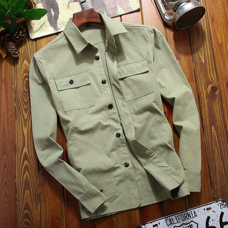 Herren leichtes Canvas‑Fieldhemdjacke mit Brustpattentaschen und Utility‑Details Drune