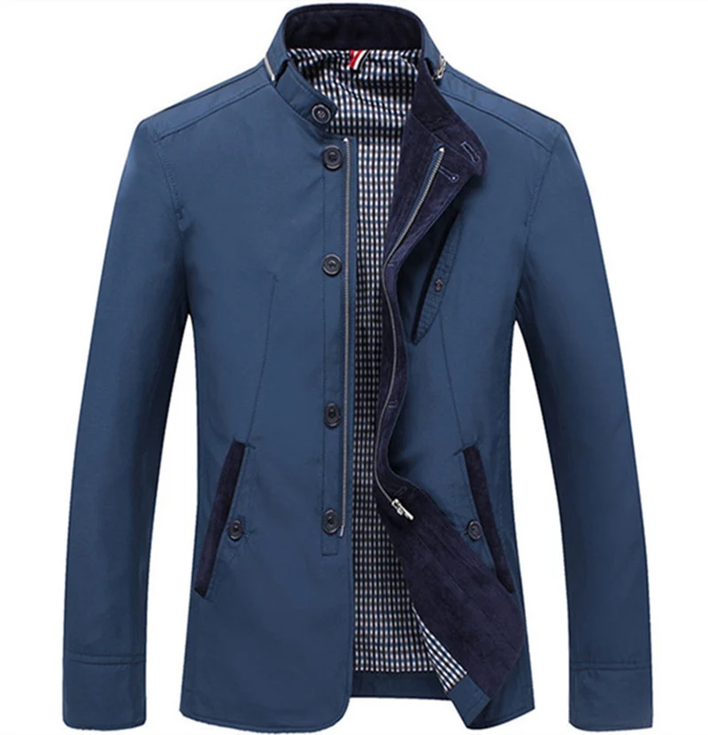 Herren leichtes Canvas‑Fieldblouson mit Stehkragen und kombinierter Zipper‑Knopffront Drune