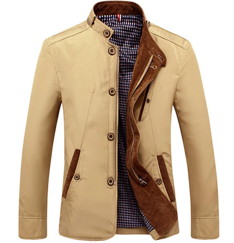 Herren leichtes Canvas‑Fieldblouson mit Stehkragen und kombinierter Zipper‑Knopffront Drune