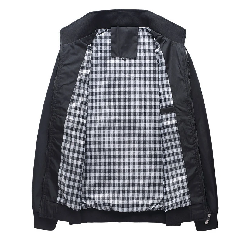 Herren leichter Zip-Blouson aus Funktionsmix mit Stehkragen und kariertem Innenfutter Drune