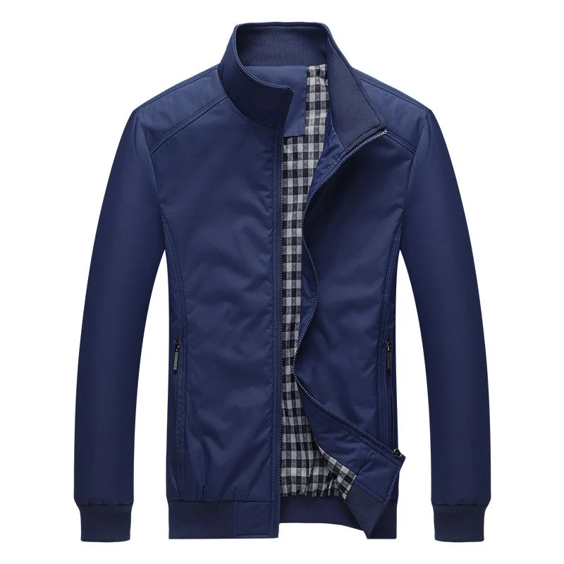 Herren leichter Zip-Blouson aus Funktionsmix mit Stehkragen und kariertem Innenfutter Drune