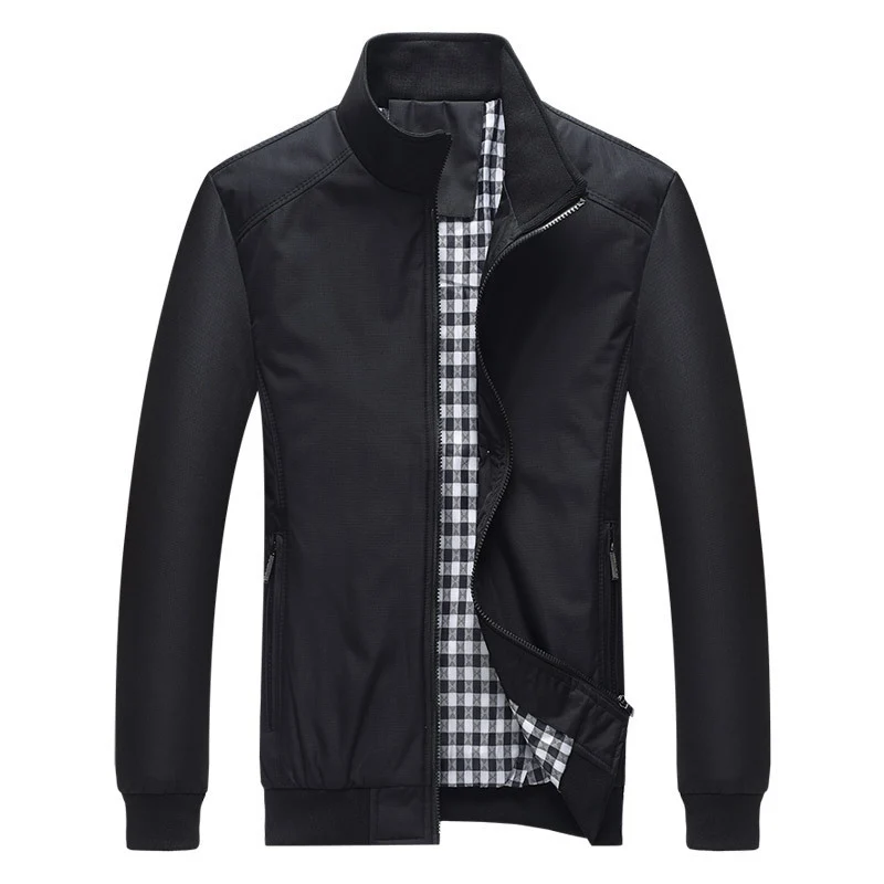 Herren leichter Zip-Blouson aus Funktionsmix mit Stehkragen und kariertem Innenfutter Drune