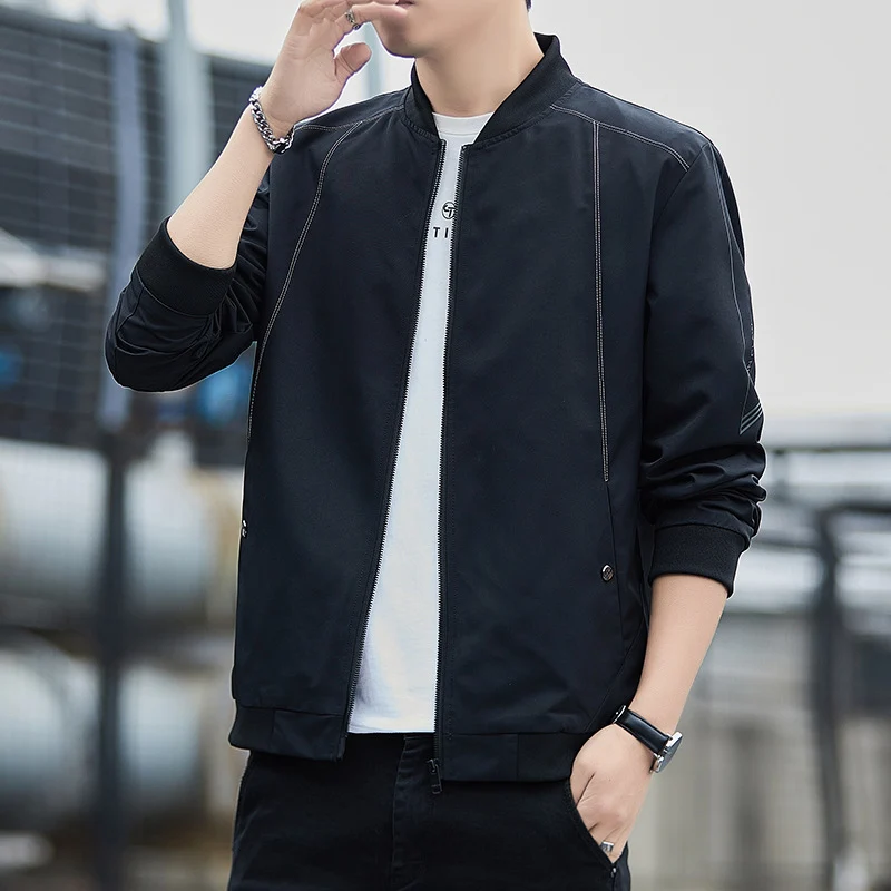 Herren Leichter winddichter Tech‑Bomber mit Rippbündchen und minimalistischen Nahtdetails Drune
