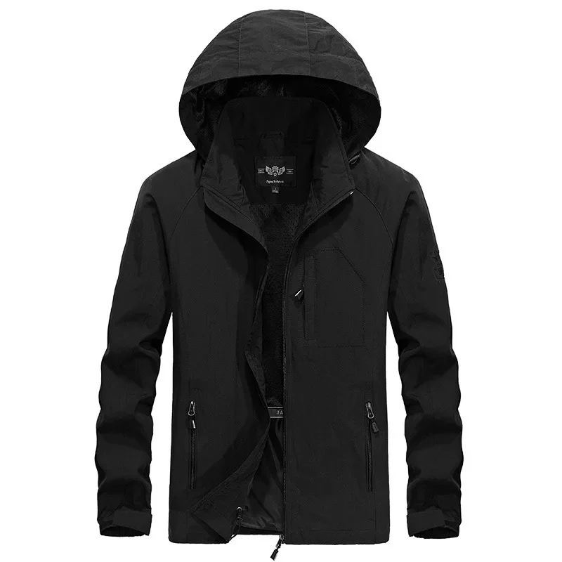 Herren leichter winddichter Shell‑Hoodie mit Mesh‑Futter, Kapuze und verstellbarem Saum Drune